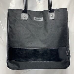 CALVIN Klein Black Fabric and PVC Tote w Magnetic Snap Closure